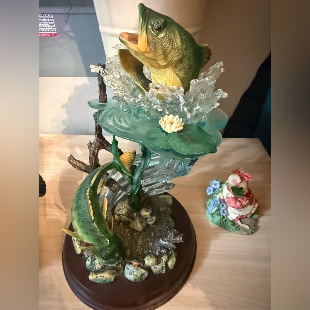 Green and Yellow Fish Sculpture